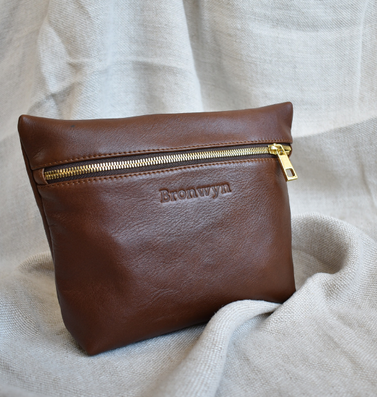 Genuine Leather Saddle Brown Medium Holdall Toiletry Bag Made in South Africa With Personalisation