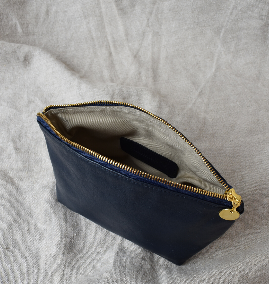 Genuine Leather Royal Navy Luna Cosmetic Bag- Made in South Africa