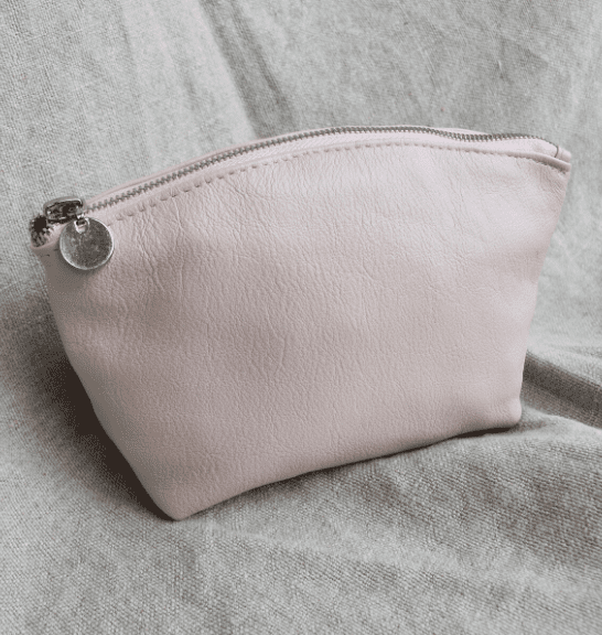 Genuine Leather Pink and Silver Make Up: Toiletry:Cosmetic Bags- Made in South Africa