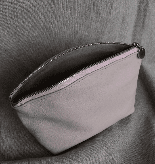 Genuine Leather Pink and Silver Make Up: Toiletry:Cosmetic Bags- Made in South Africa