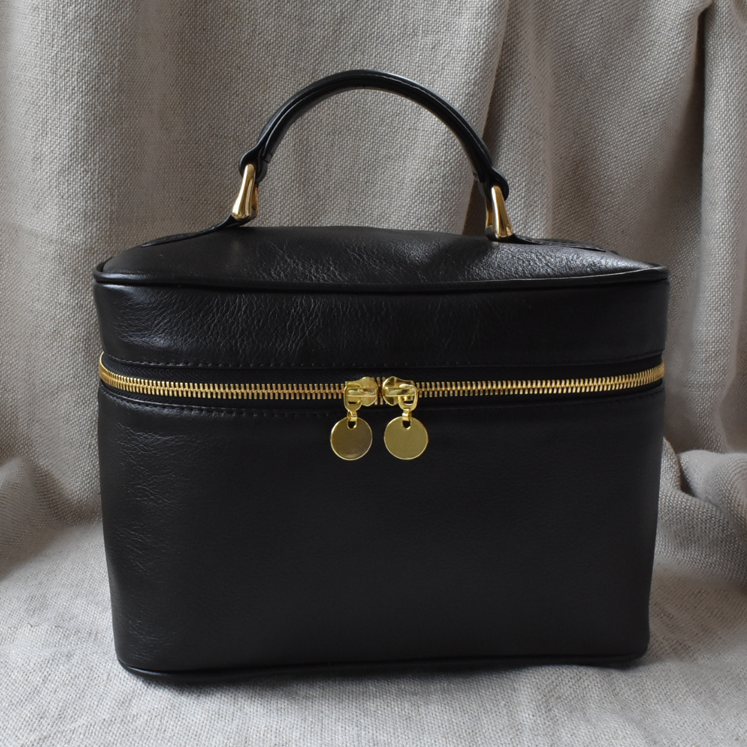 Classic Black Genuine Leather Vanity Case. Made in South Africa