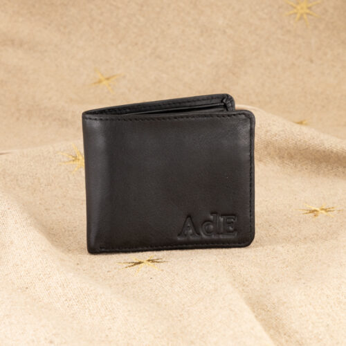 Genuine Leather Bifold Wallet with Coin pocket - Made in South Africa with Custom Personalisation Classic Black
