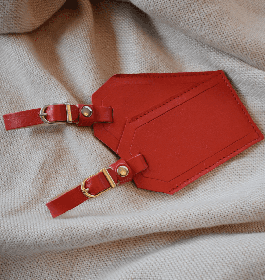 Genuine Leather Scarlett Red Luggage Tags Made in South Africa