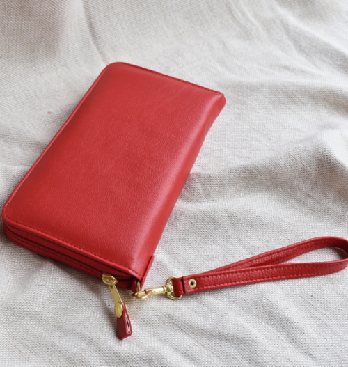 Genuine Leather Scarlett Red Travel Wallet- Handcrafted in South Africa with Custom Personalisation