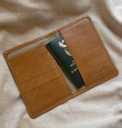 Genuine Leather Toffee Passport Holder & Lugagge Tag set- Made in South Africa with Custom Personalisation
