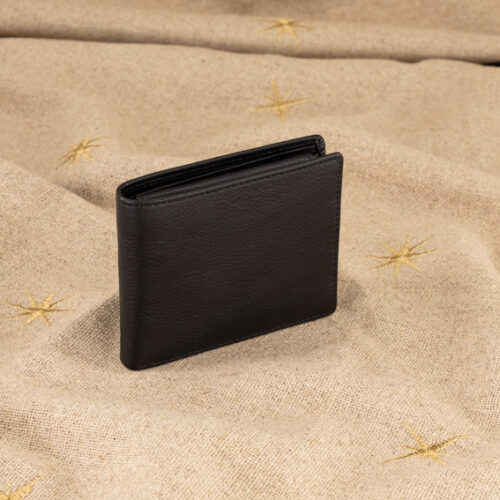 Genuine Leather Bifold Wallet- with Inner Card Flap with personalisation South Africa Classic Black