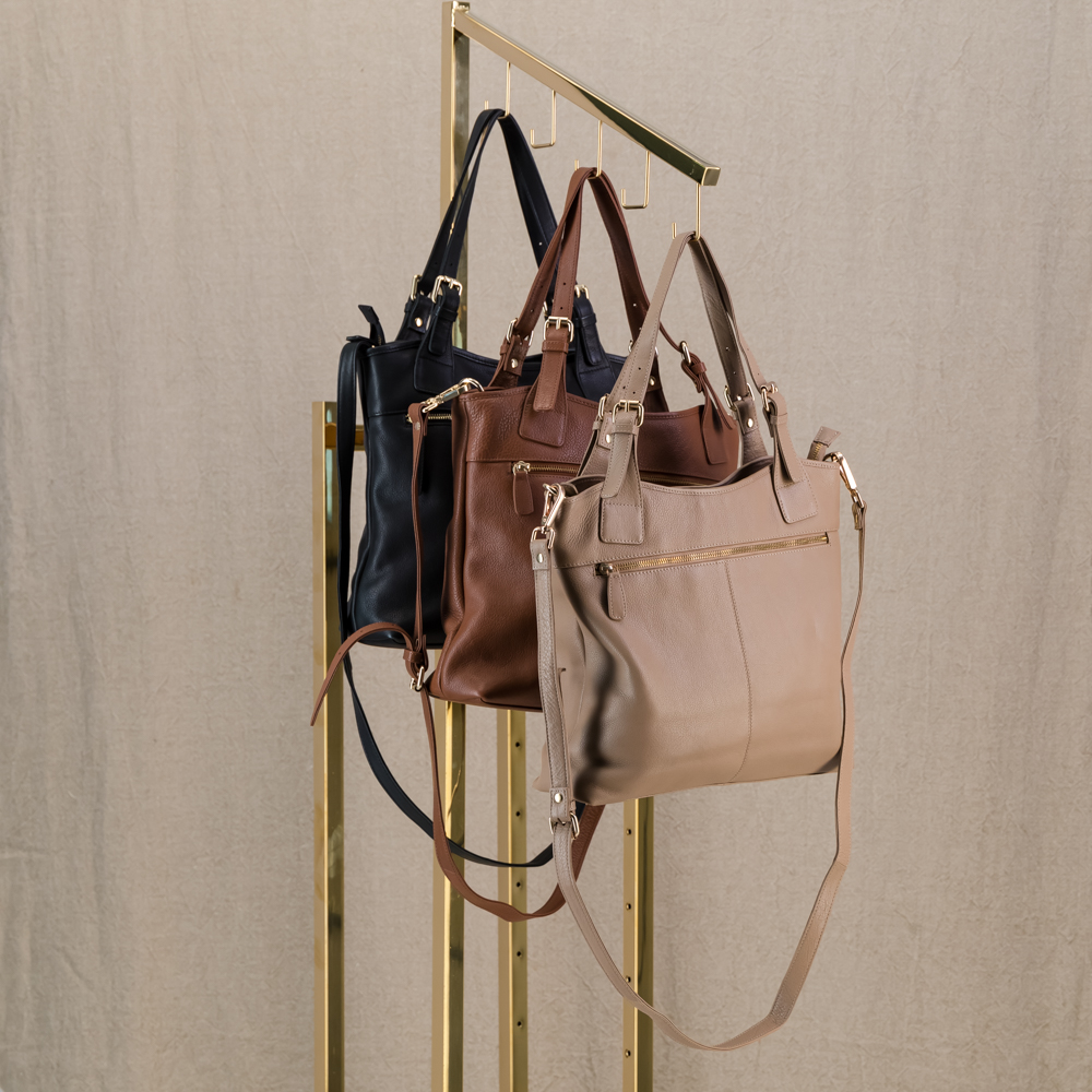 Genuine leather Constantia Ladies Handbag Tote with additional Custom Personalisation Journey Leather South Africa Mushroom/Beige