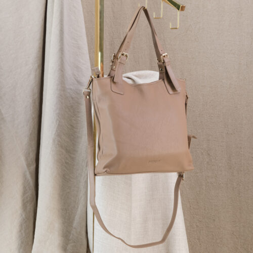 Genuine leather Constantia Ladies Handbag Tote with additional Custom Personalisation Journey Leather South Africa Mushroom/Beige