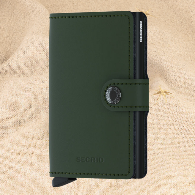 Genuine Leather Secrid Pop-Up card wallets with personalisation Matte Green & Black