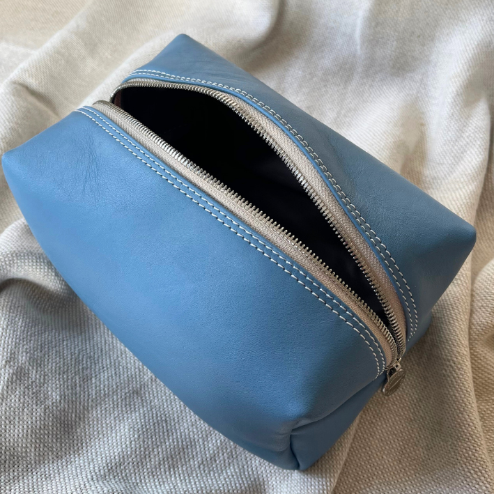 Genuine Leather Large Loaf Sponge:Wash:Toiletry Bag with custom personalisation - Handcrafted in Cape Town