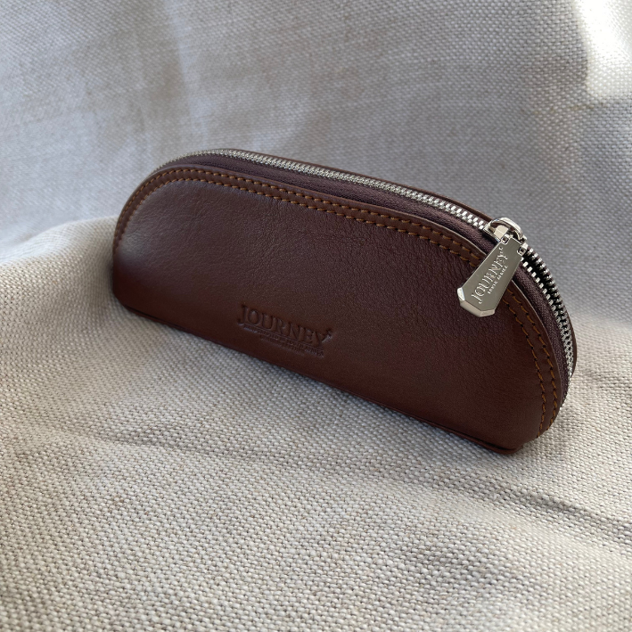 Genuine Leather Saddle Brown Sunglasses Holder- with custom personalisation - Made in South Africa