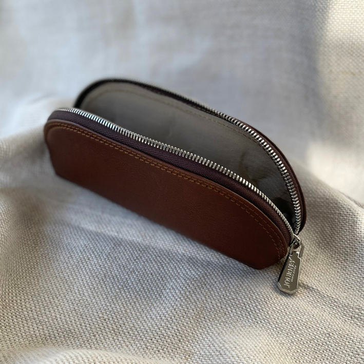 Genuine Leather Saddle Brown Sunglasses Holder- with custom personalisation - Made in South Africa