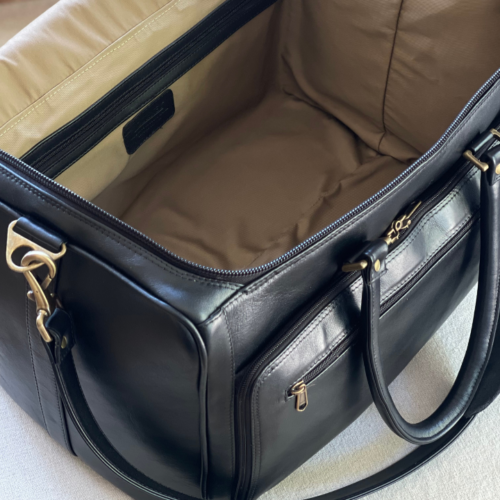 Genuine Leather travel Duffel Bag- with custom personalisation - Made in South Africa Classic Black