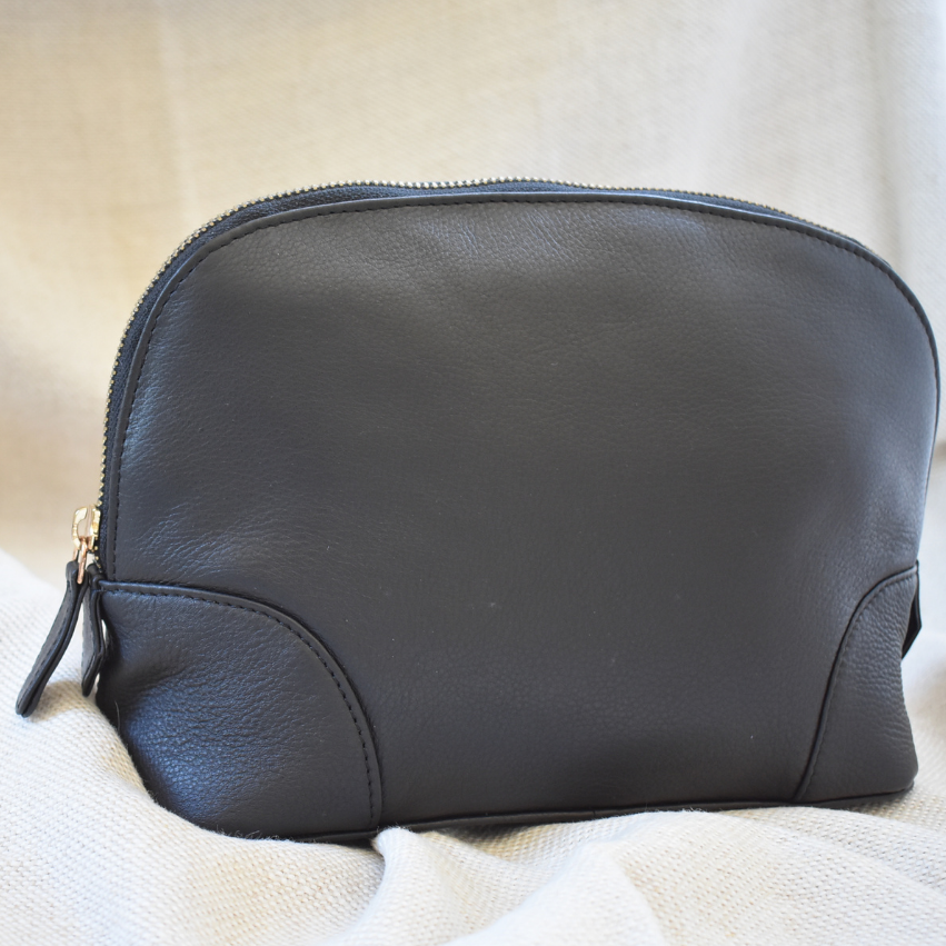 Genuine Leather Classic Black Lux Moon Organiser-with custom personalisation of names or initials