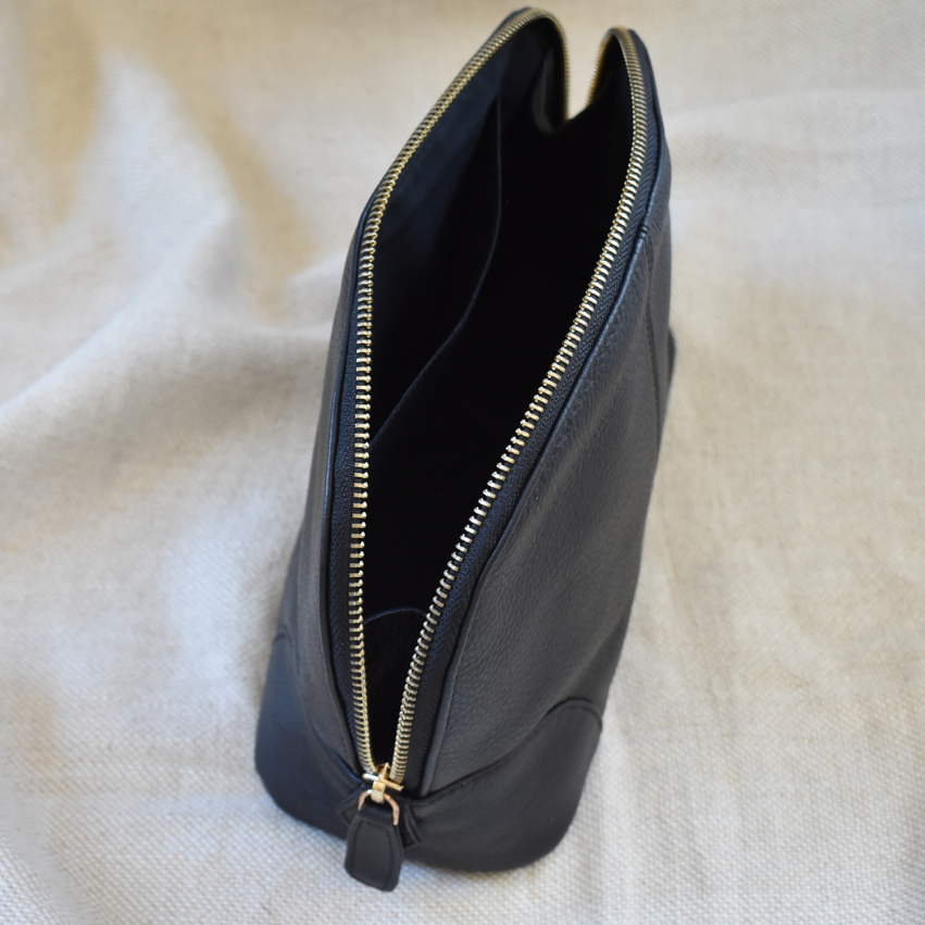 Genuine Leather Classic Black Lux Moon Organiser-with custom personalisation of names or initials