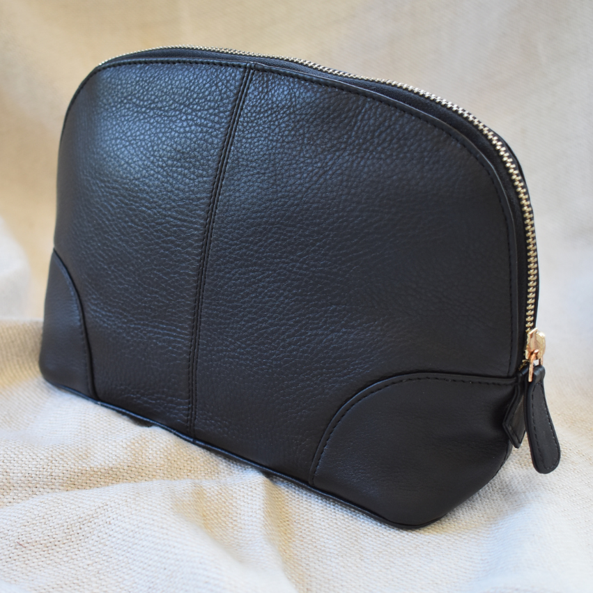 Genuine Leather Classic Black Lux Moon Organiser-with custom personalisation of names or initials