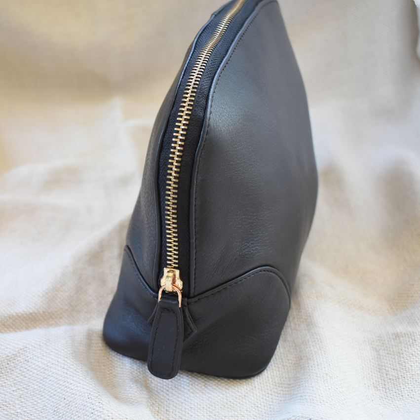 Genuine Leather Classic Black Lux Moon Organiser-with custom personalisation of names or initials
