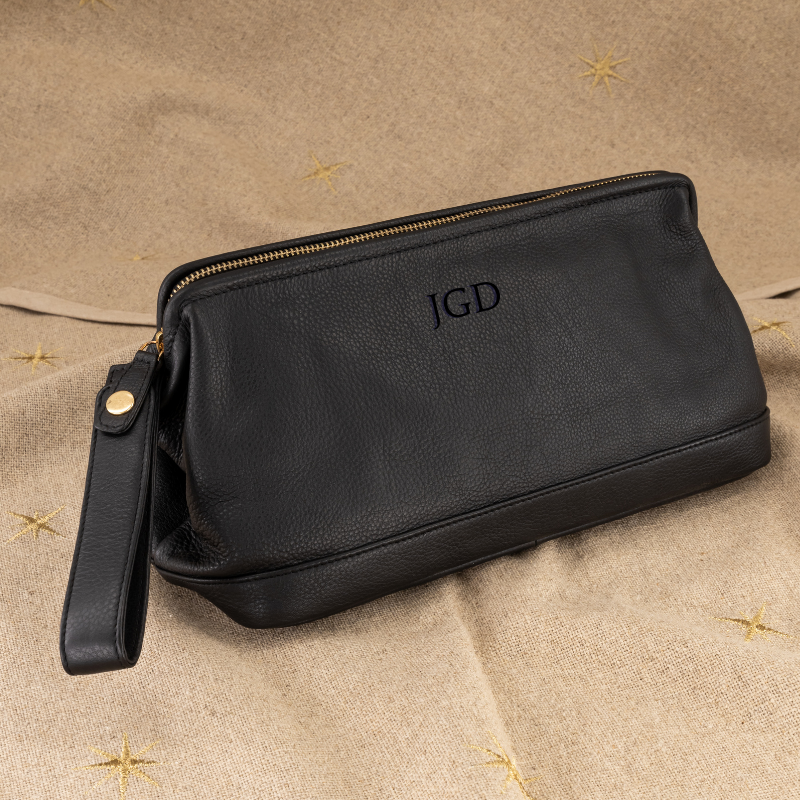 Genuine Leather Seasons Minimal Framed Toiletry Bag- with custom personalisation