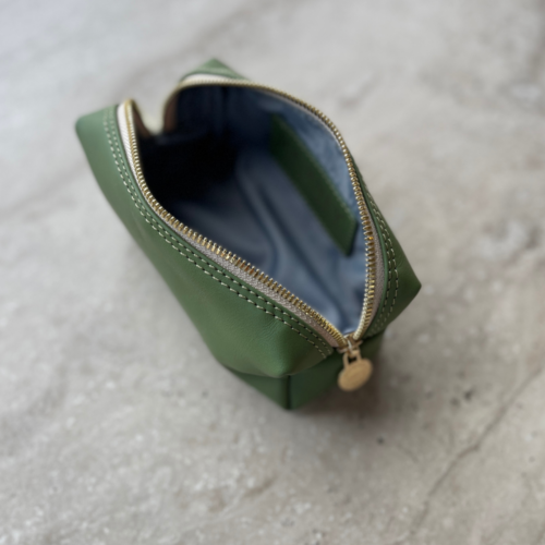 Genuine leather Small Loaf Bag- Pistachio with Gold trims with additional custom personalisation of names or initials JOURNEY